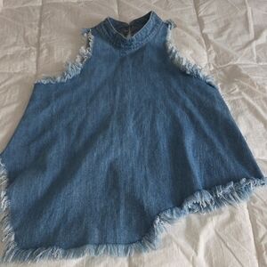 DO+BE Blue Denim Fringe Tank Top